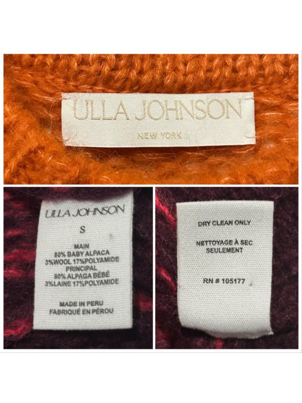 Ulla Johnson Rosalia Gradient Pullover Sweater, Red & Orange ,Alpaca Blend S - Picture 5 of 12